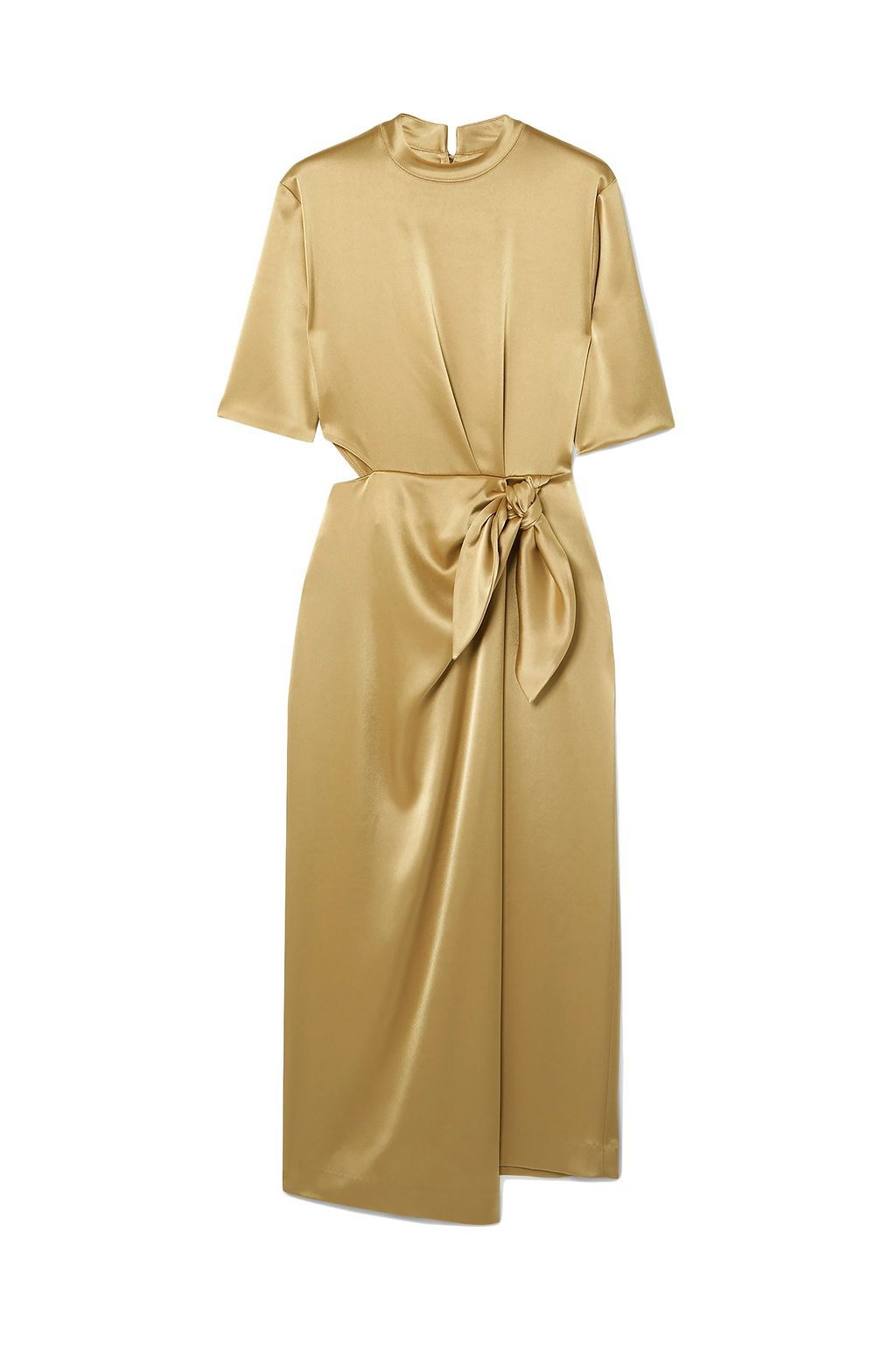 gold satin midi