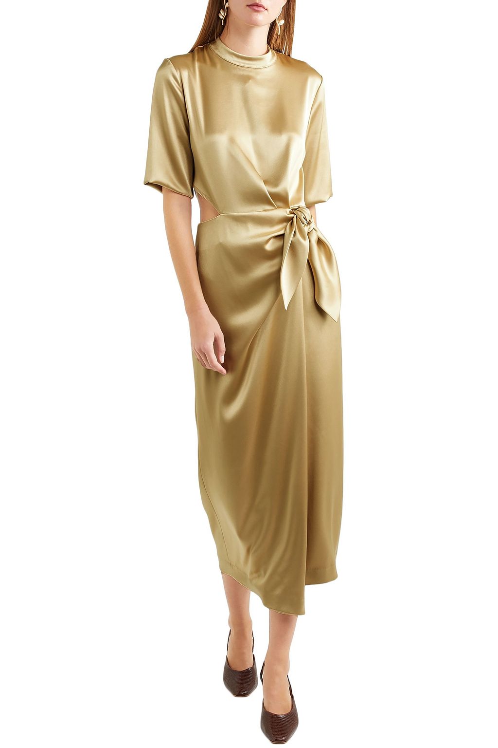 metallic satin dress