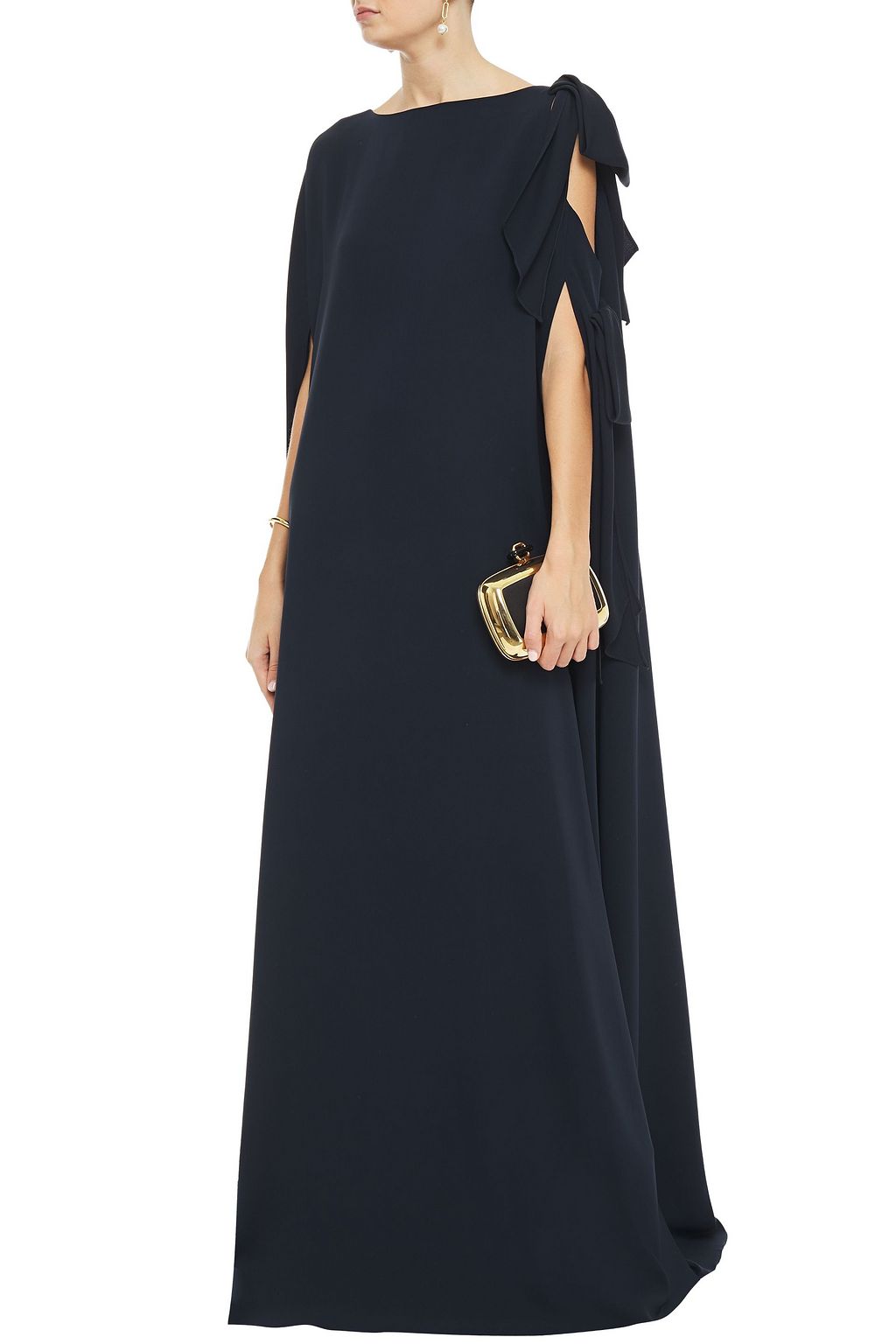 OSCAR DE LA RENTA Bow-detailed silk-blend cady maxi dress