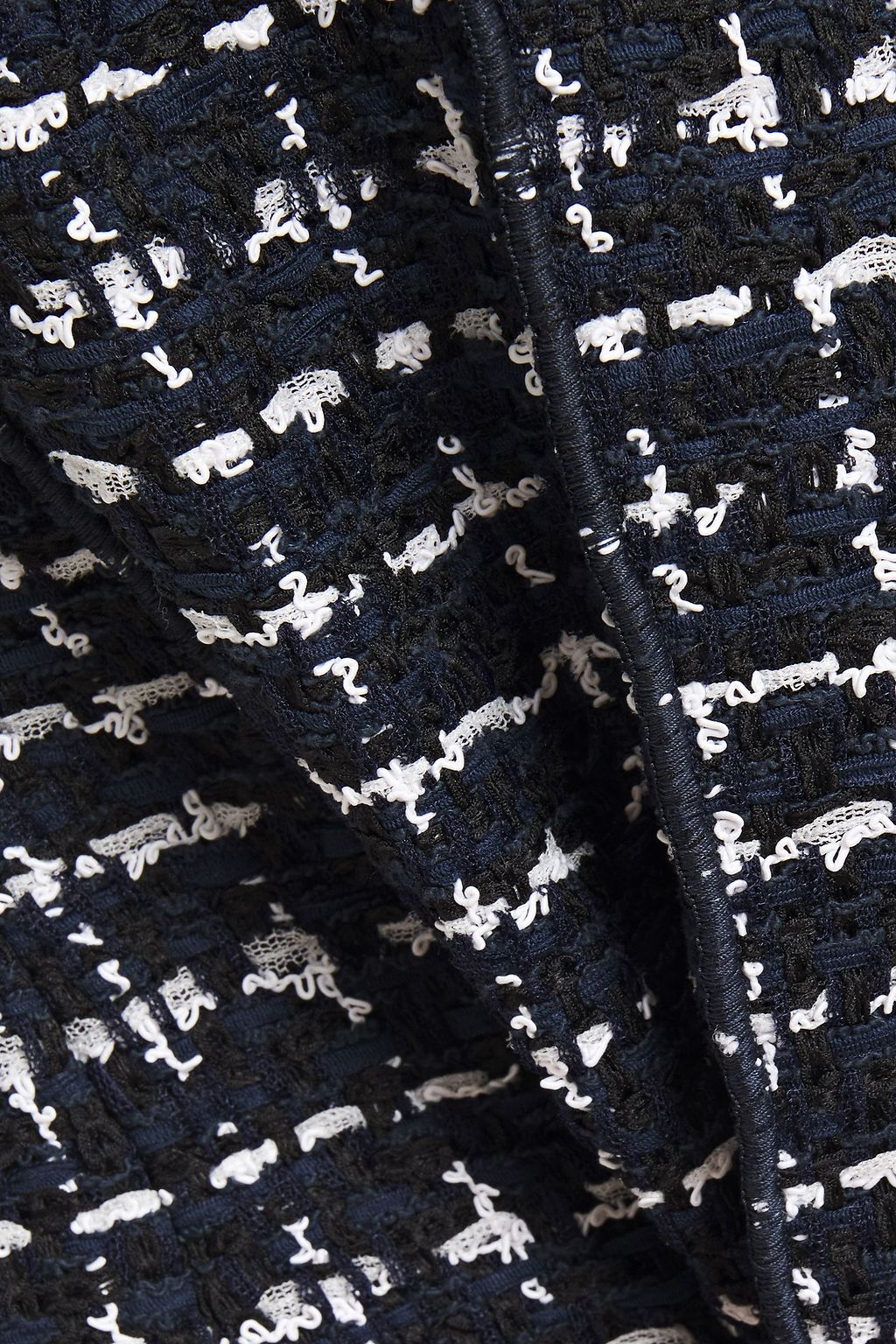 OSCAR DE LA RENTA Pleated fringed tweed mini dress