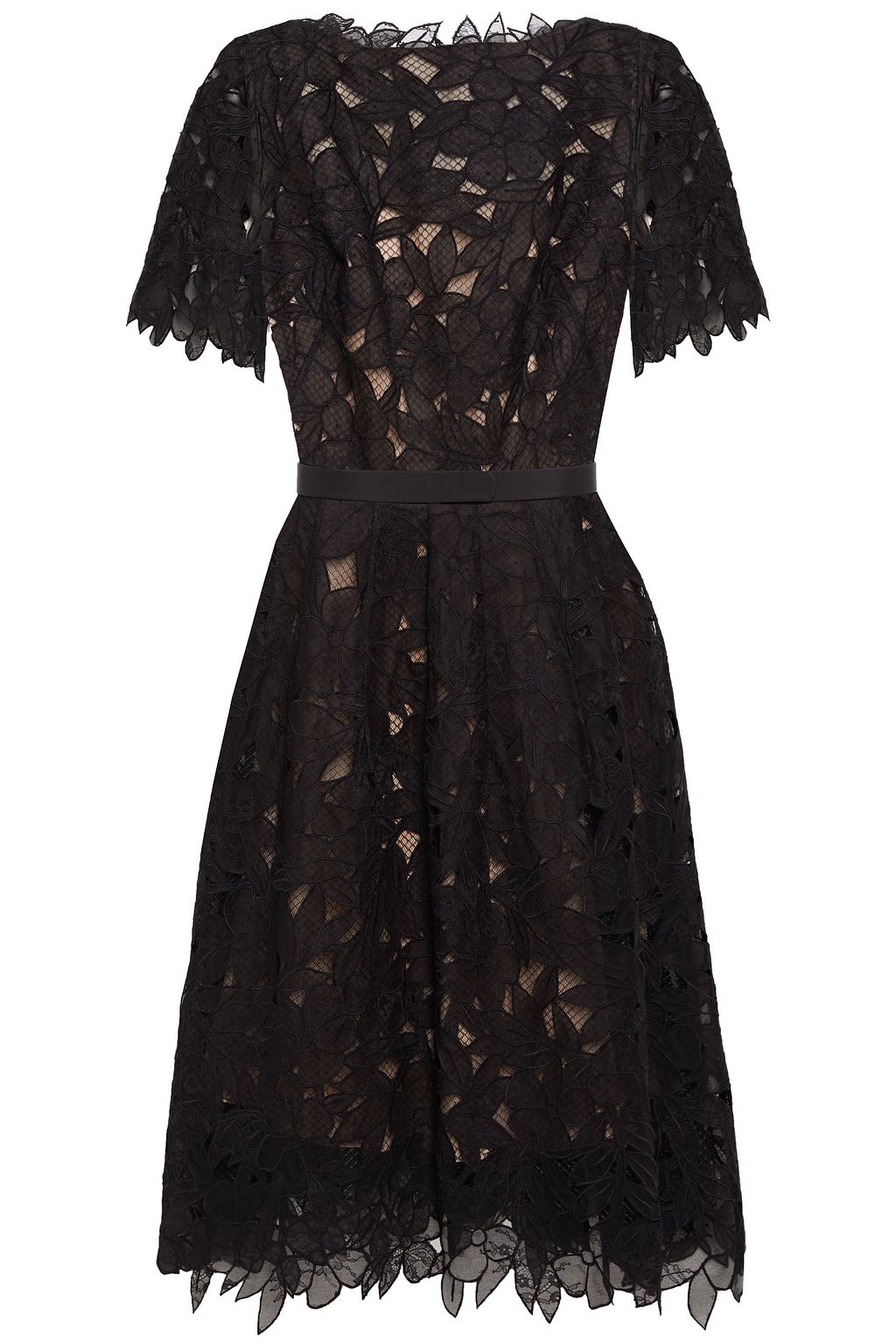 OSCAR DE LA RENTA Belted guipure lace and mesh dress | Sale up to 70% ...