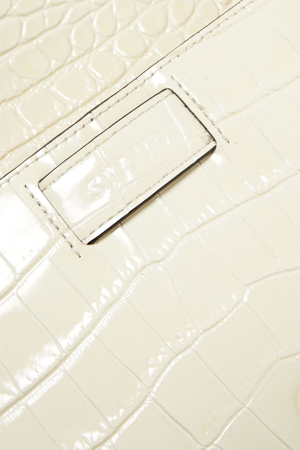 STAUD Amal feather-trimmed croc-effect leather shoulder bag