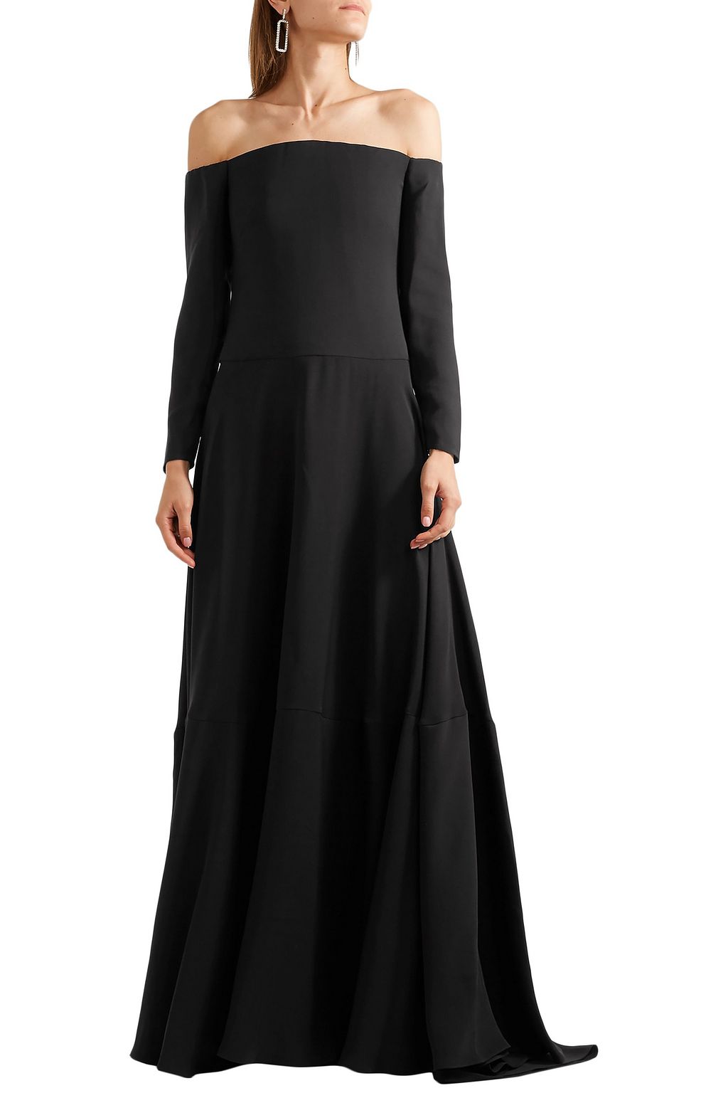 VALENTINO GARAVANI Tiered off-the-shoulder silk-cady gown