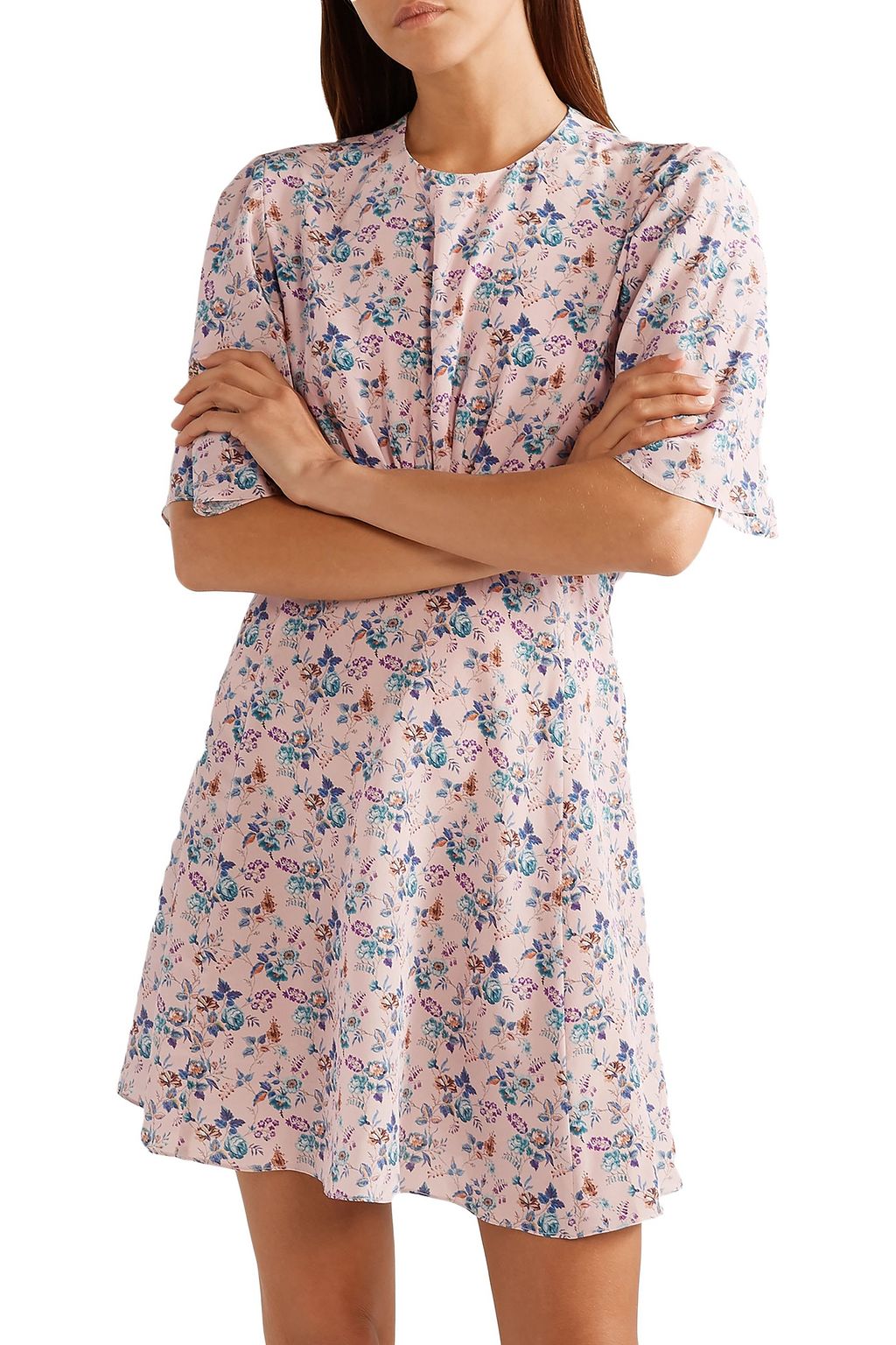 LES RÊVERIES Floral-print silk crepe de chine mini dress