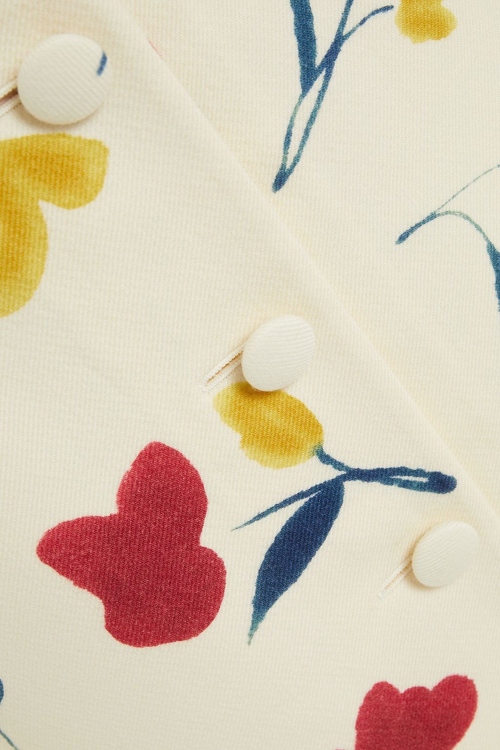 OSCAR DE LA RENTA Button-embellished floral-print wool-twill mini skirt
