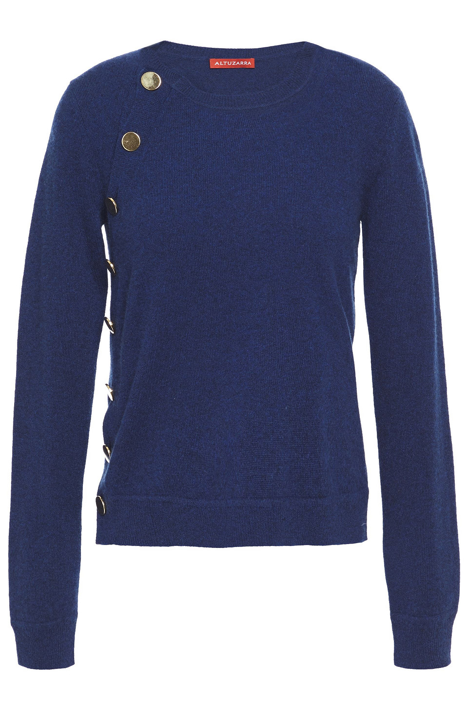 Altuzarra Woman Button-detailed Mélange Cashmere Sweater Navy Size XS