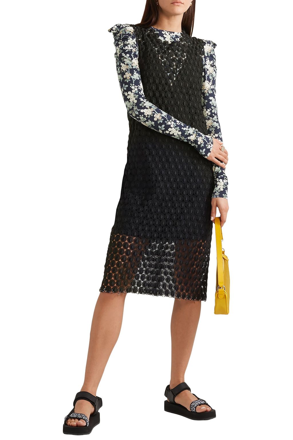 LES RÊVERIES Open-back floral-print cotton-jersey top