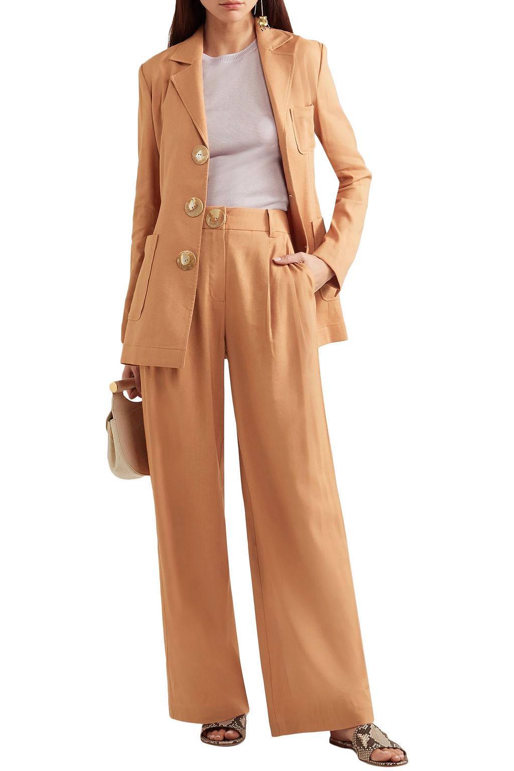 REJINA PYO Eddie pleated chambray wide-leg pants