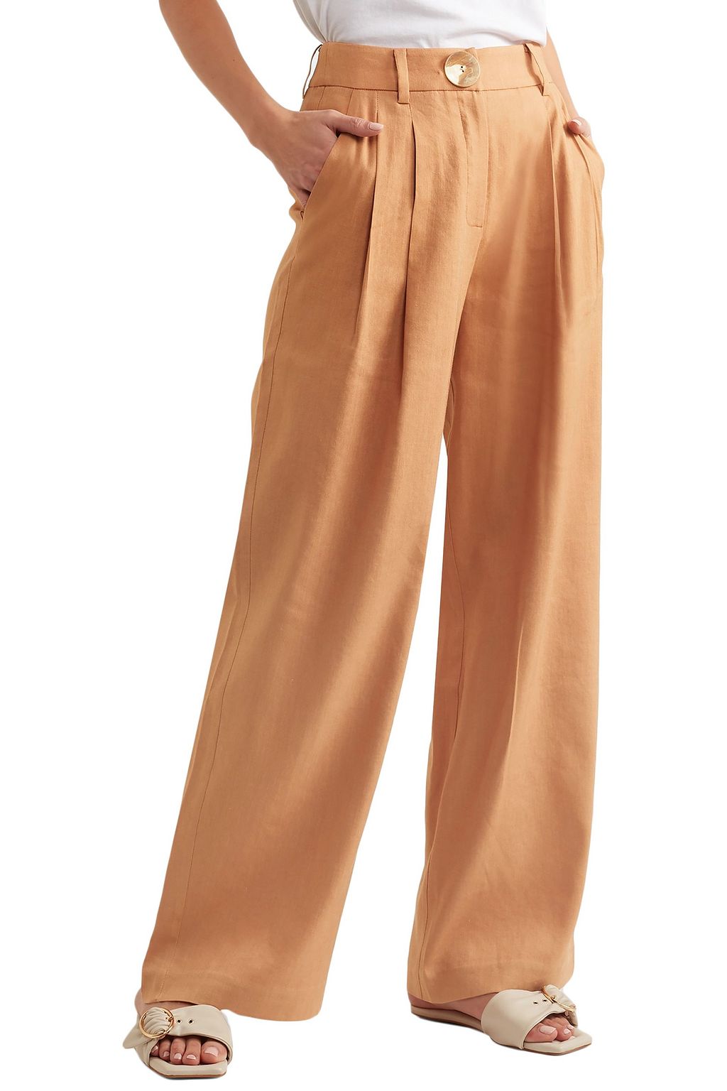 REJINA PYO Eddie pleated chambray wide-leg pants