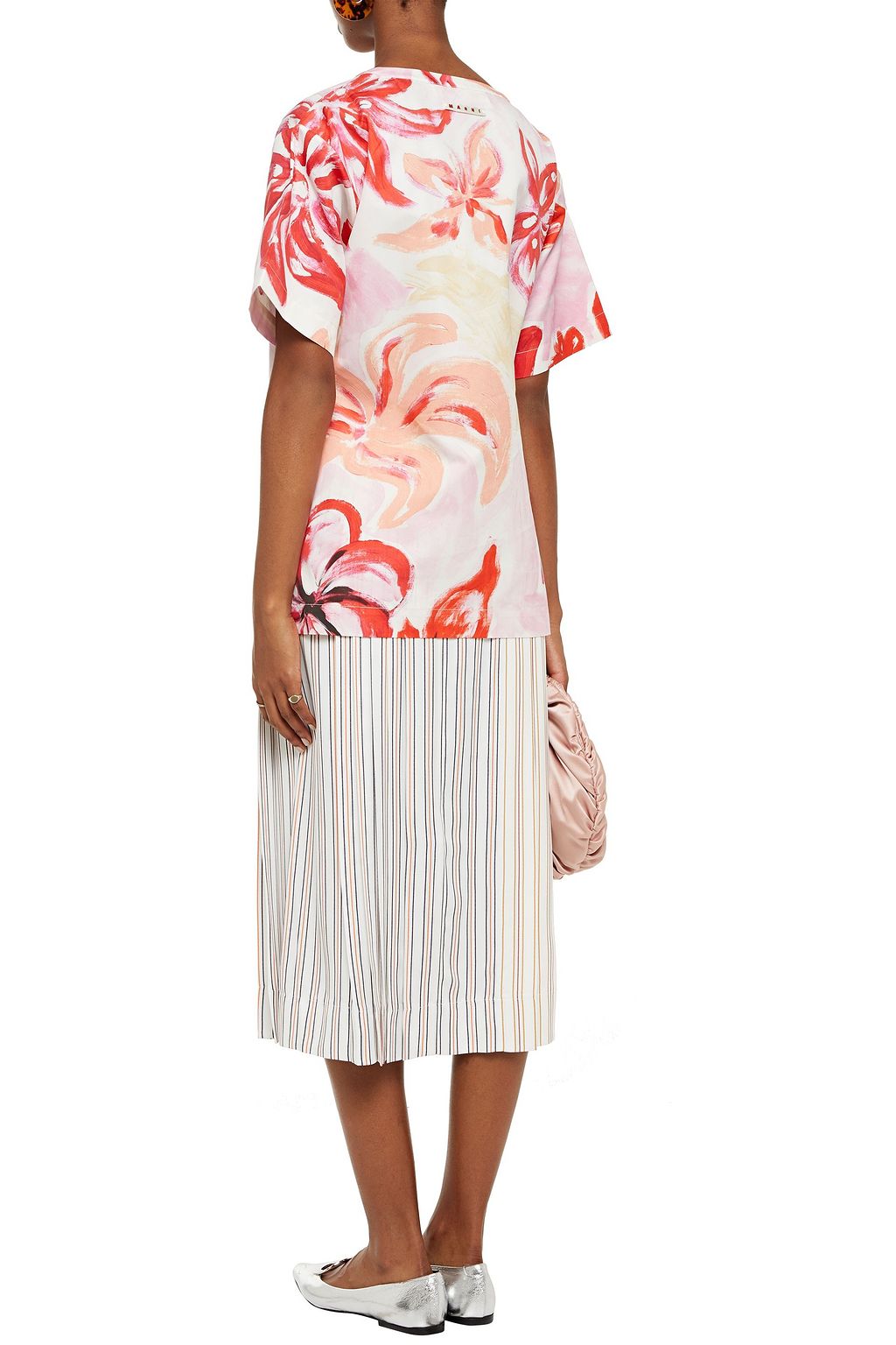 MARNI Printed cotton and silk-blend poplin top