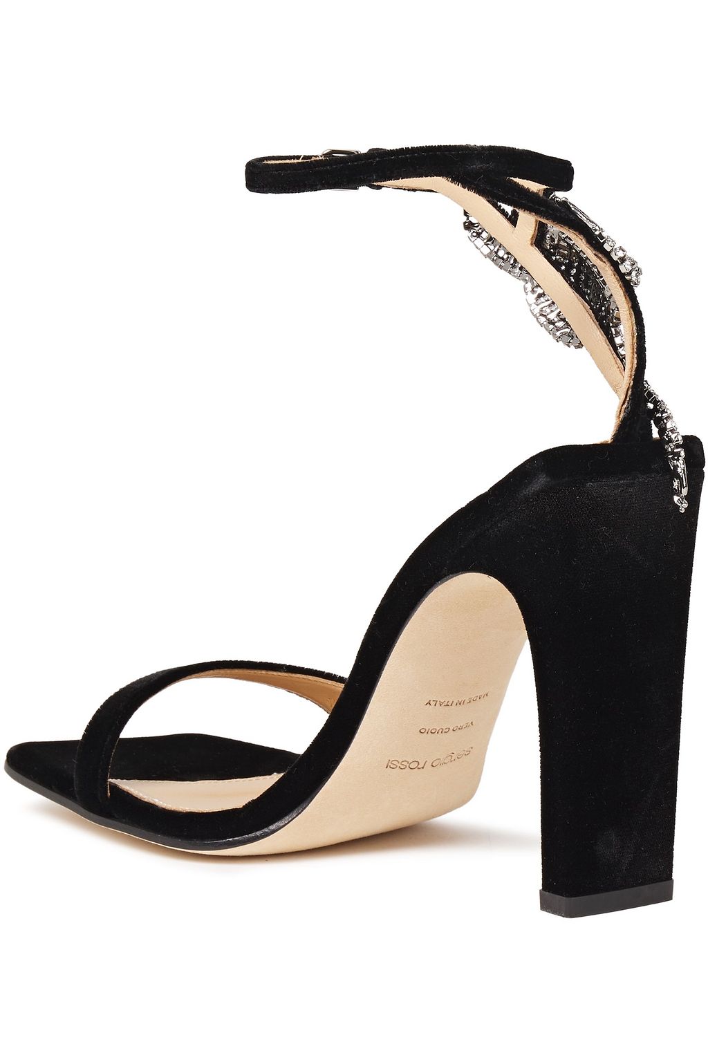 SERGIO ROSSI Crystal-embellished velvet sandals
