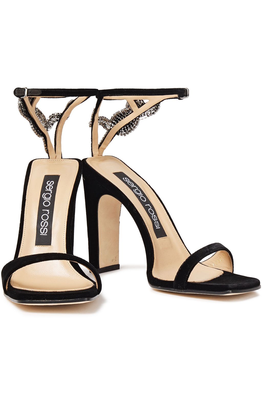 SERGIO ROSSI Crystal-embellished velvet sandals