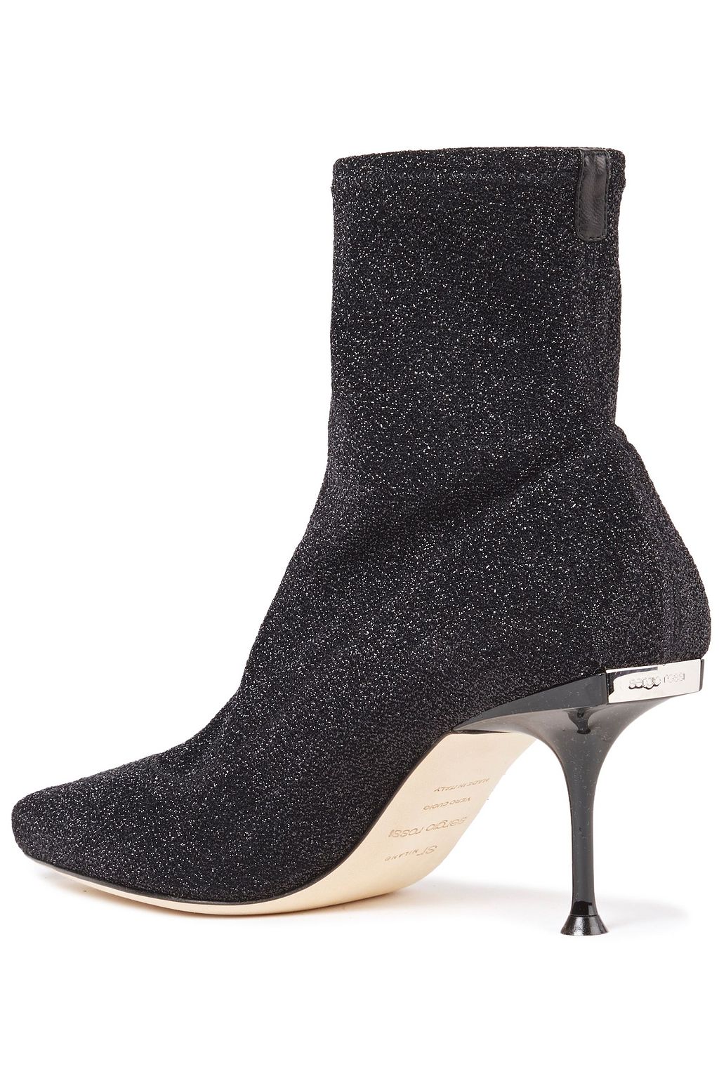 SERGIO ROSSI sr Milano metallic stretch-knit sock boots