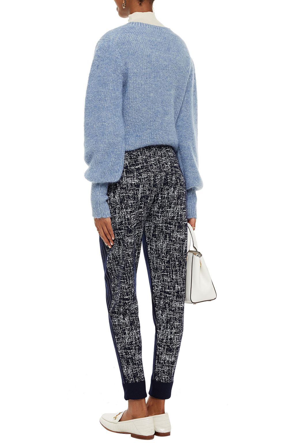 OSCAR DE LA RENTA Paneled wool-blend jacquard tapered pants