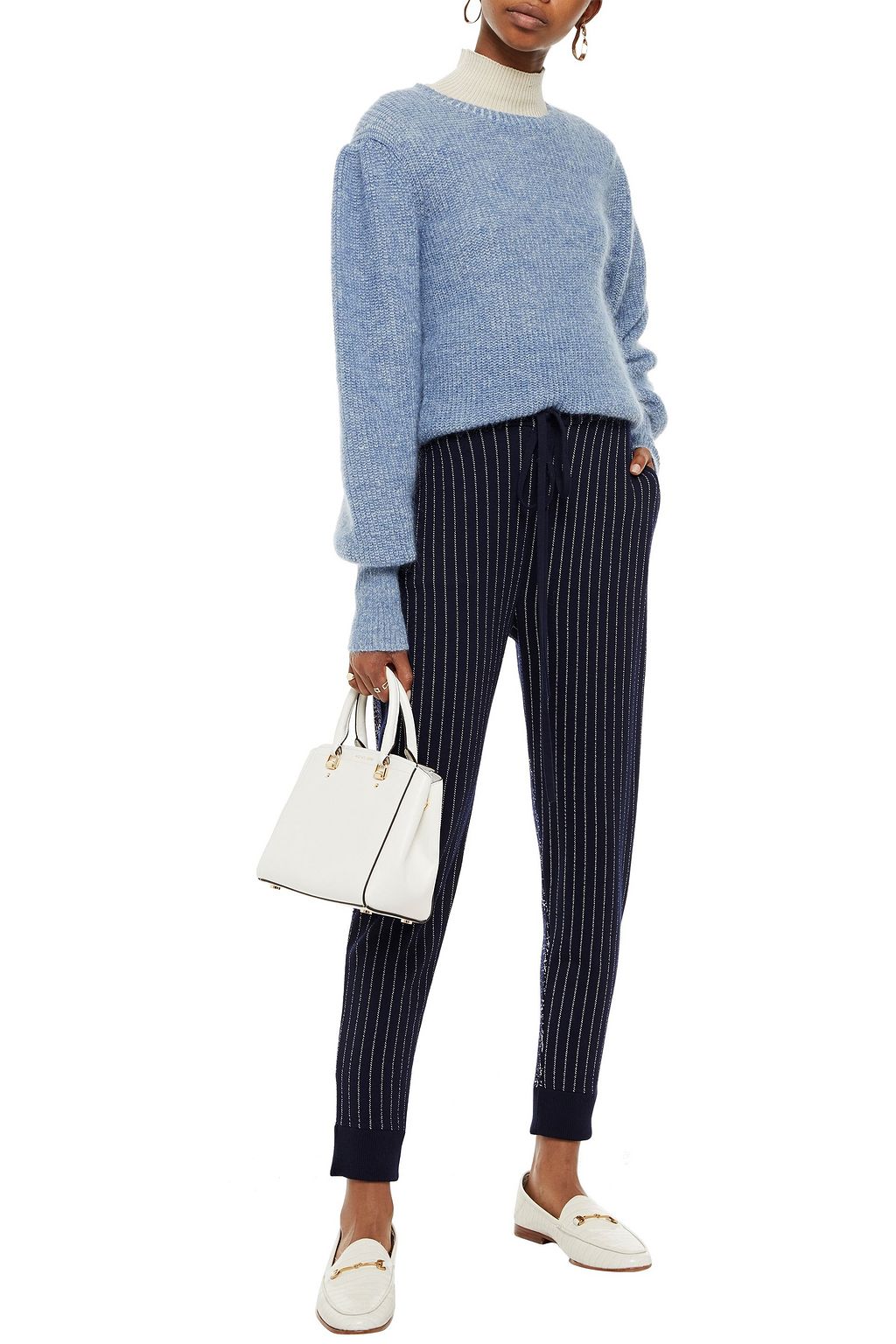 OSCAR DE LA RENTA Paneled wool-blend jacquard tapered pants
