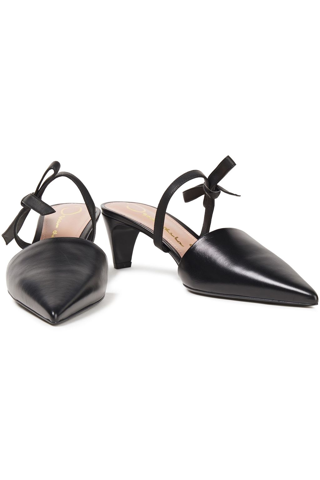 OSCAR DE LA RENTA Bow-embellished leather mules