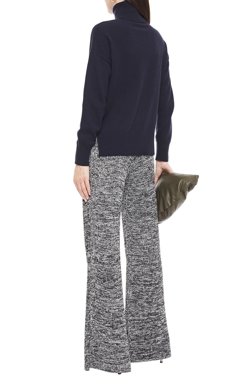 VICTORIA, VICTORIA BECKHAM Marled ribbed-knit flared pants
