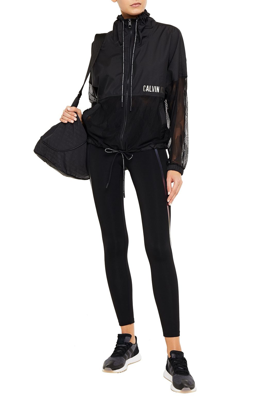 CALVIN KLEIN PERFORMANCE Mesh-paneled printed shell track jacket