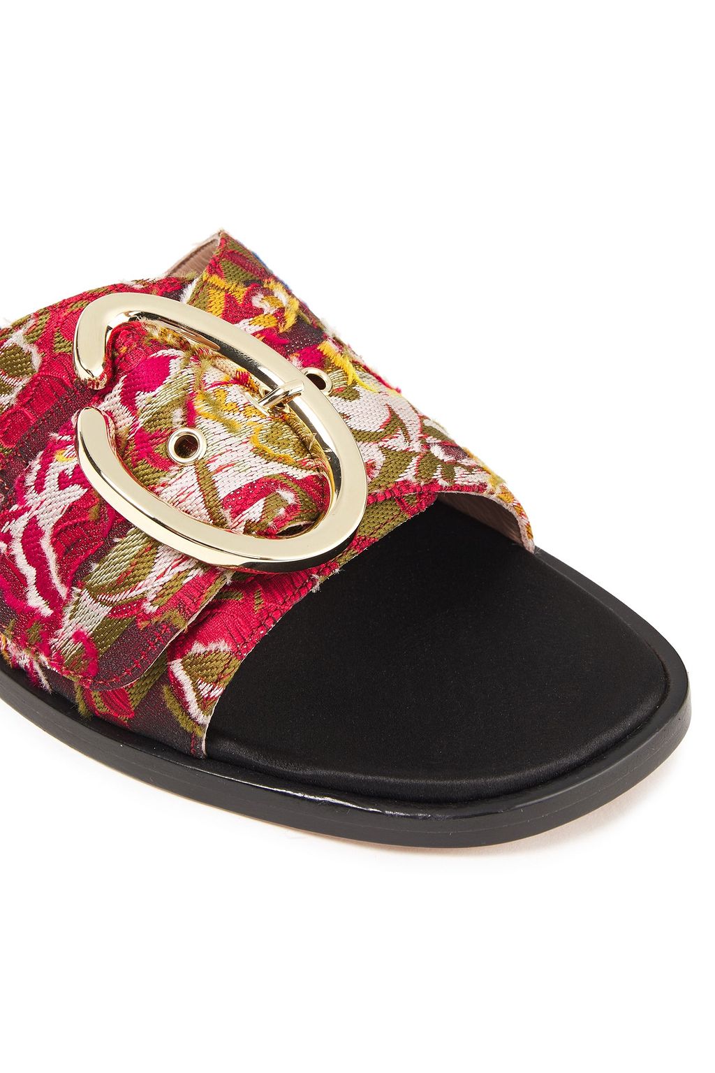 OSCAR DE LA RENTA Buckled fil coupé slides