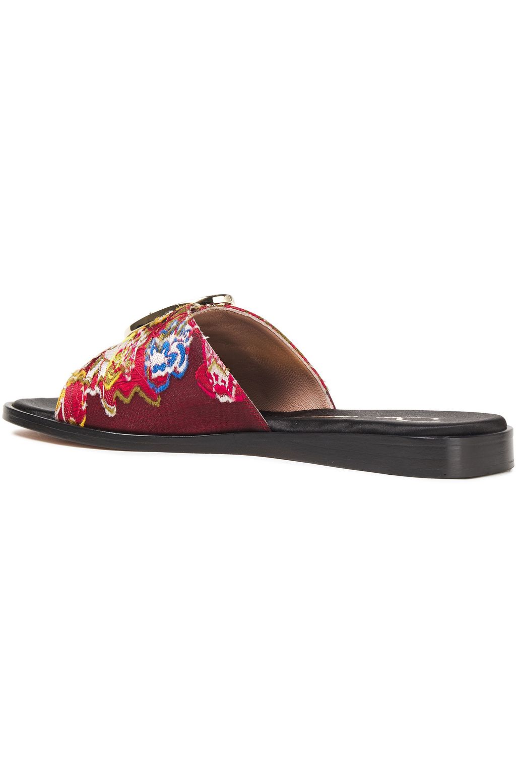 OSCAR DE LA RENTA Buckled fil coupé slides