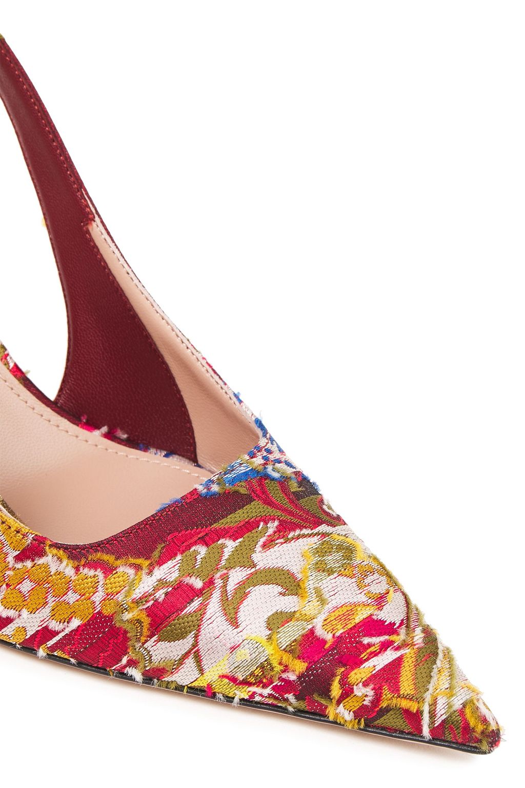 OSCAR DE LA RENTA Bow-detailed fil coupé slingback pumps