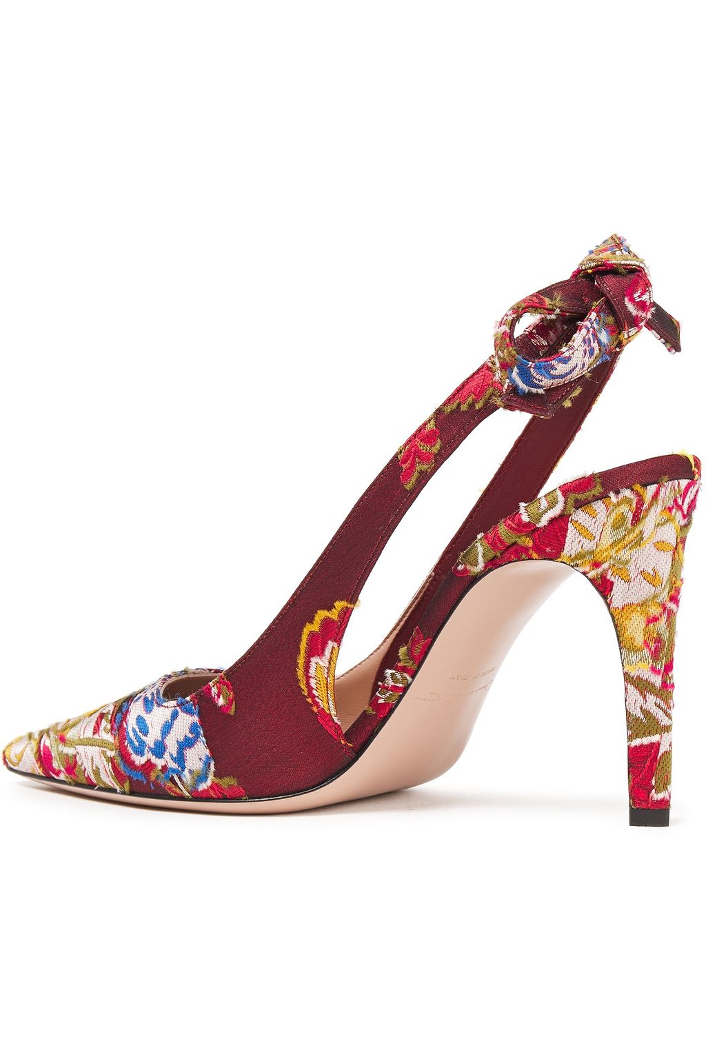 OSCAR DE LA RENTA Bow-detailed fil coupé slingback pumps