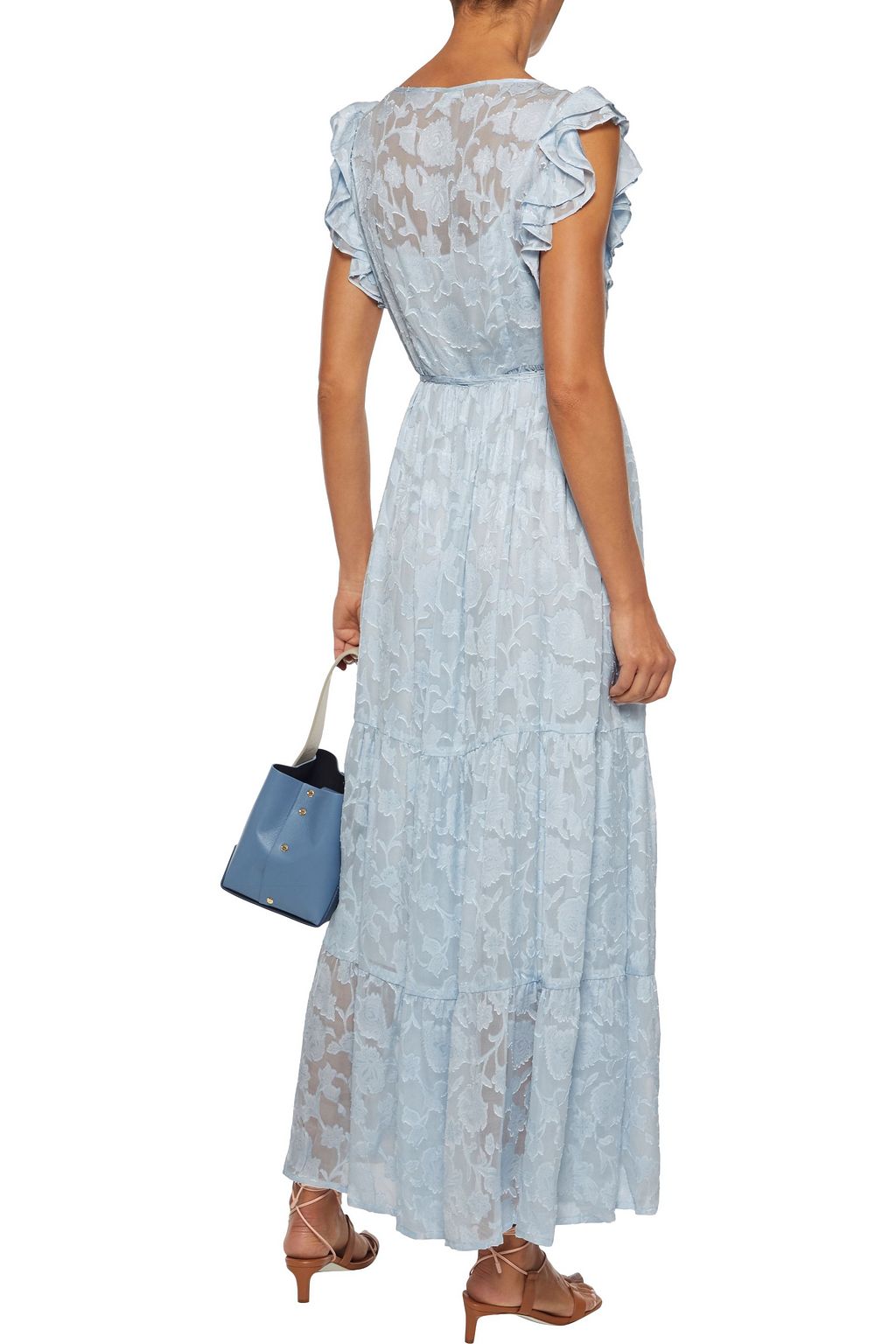 BAUM UND PFERDGARTEN Aiza ruffled fil coupé silk-blend maxi wrap dress