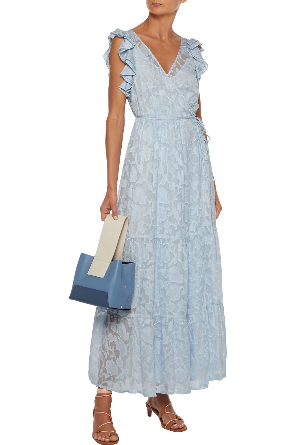 BAUM UND PFERDGARTEN Aiza ruffled fil coupé silk-blend maxi wrap dress