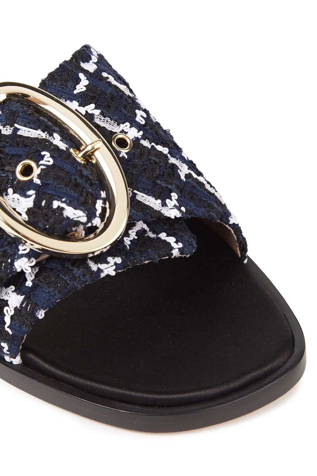 OSCAR DE LA RENTA Buckled tweed slides