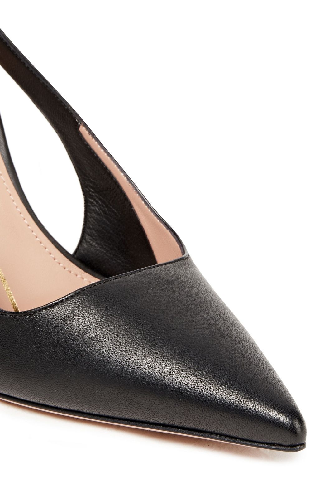 OSCAR DE LA RENTA Bow-detailed leather slingback pumps
