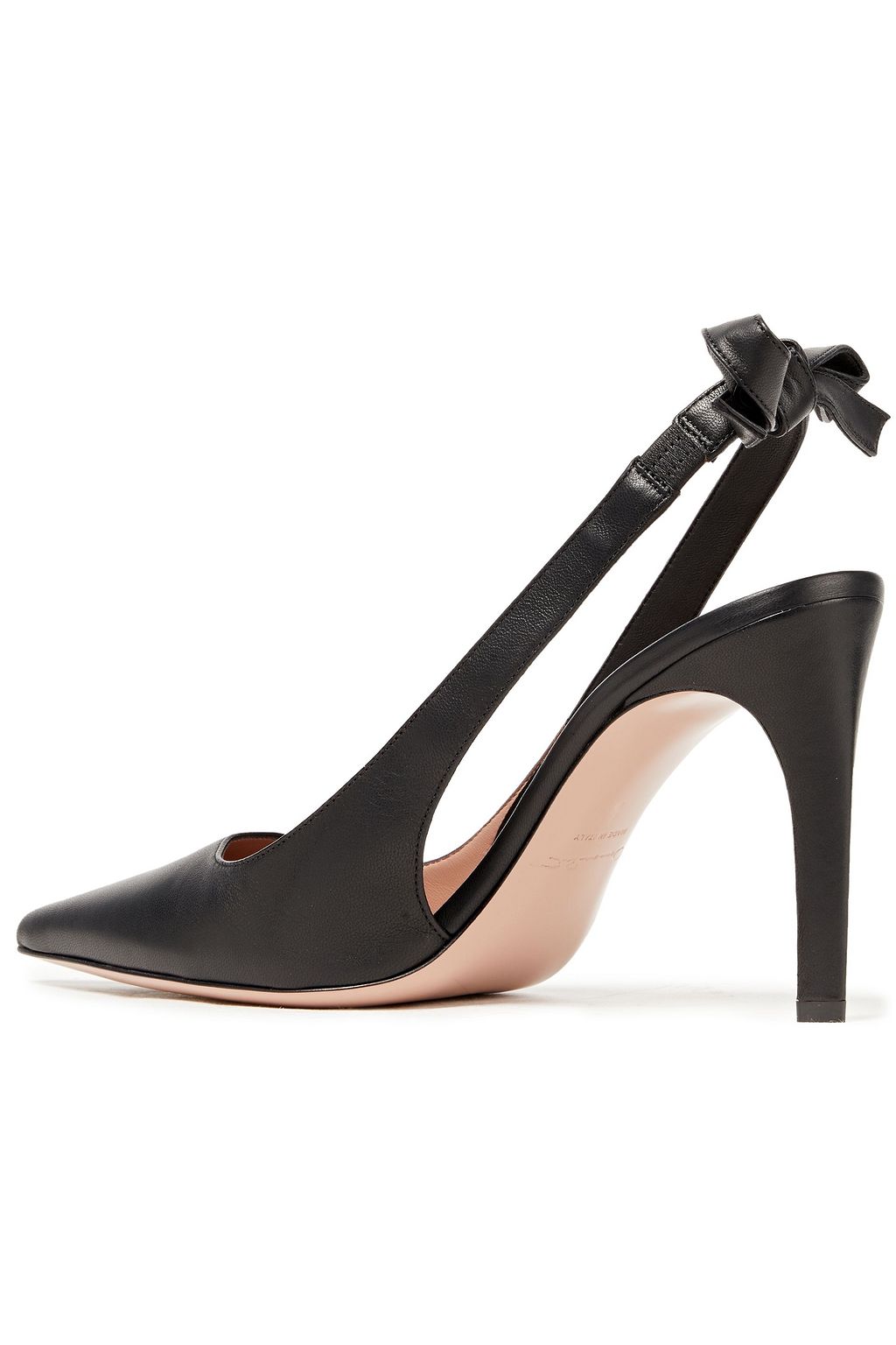 OSCAR DE LA RENTA Bow-detailed leather slingback pumps