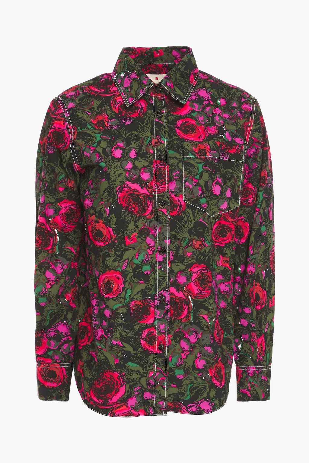 Floral-print cotton-poplin shirt