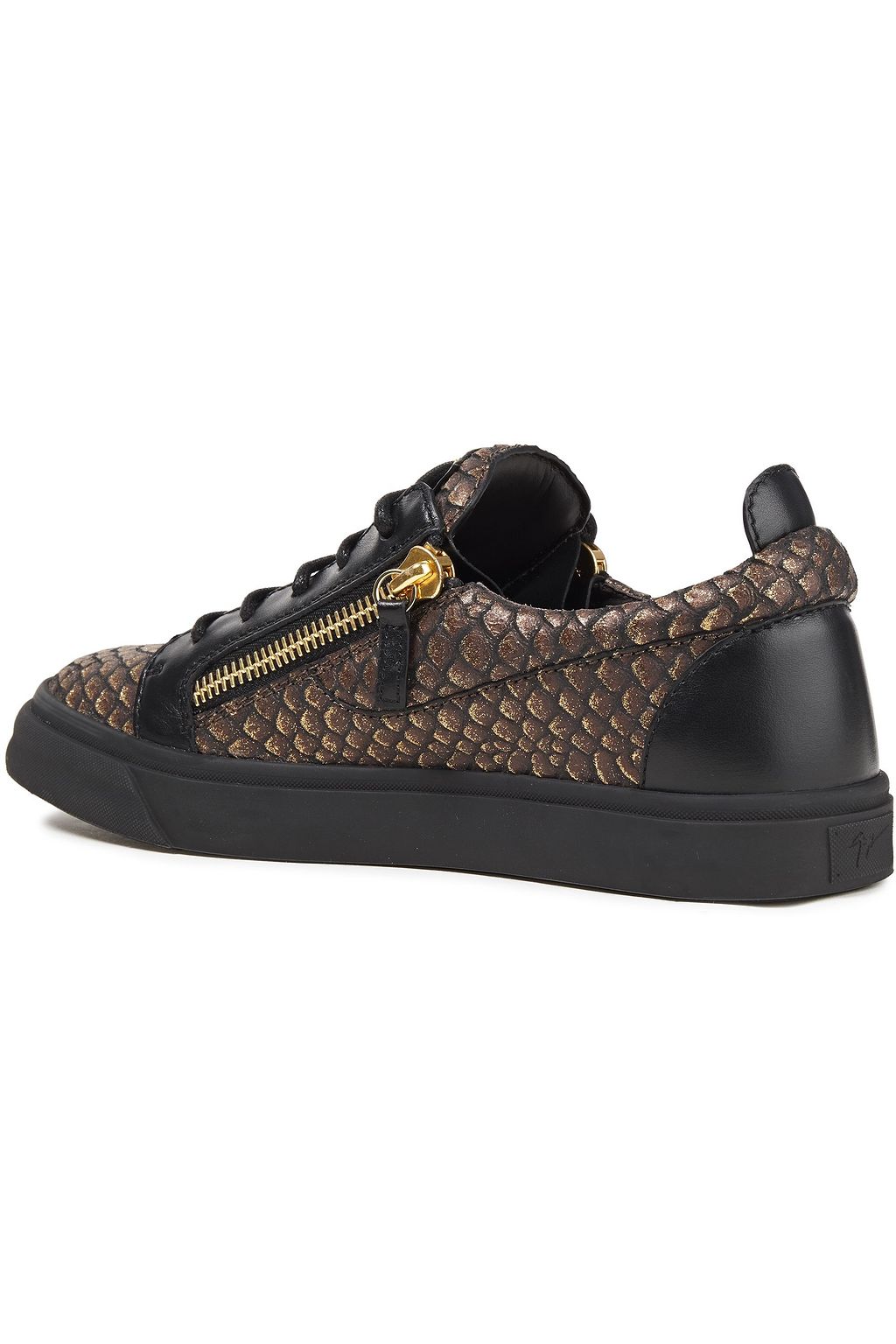 GIUSEPPE ZANOTTI Glittered snake-effect leather sneakers