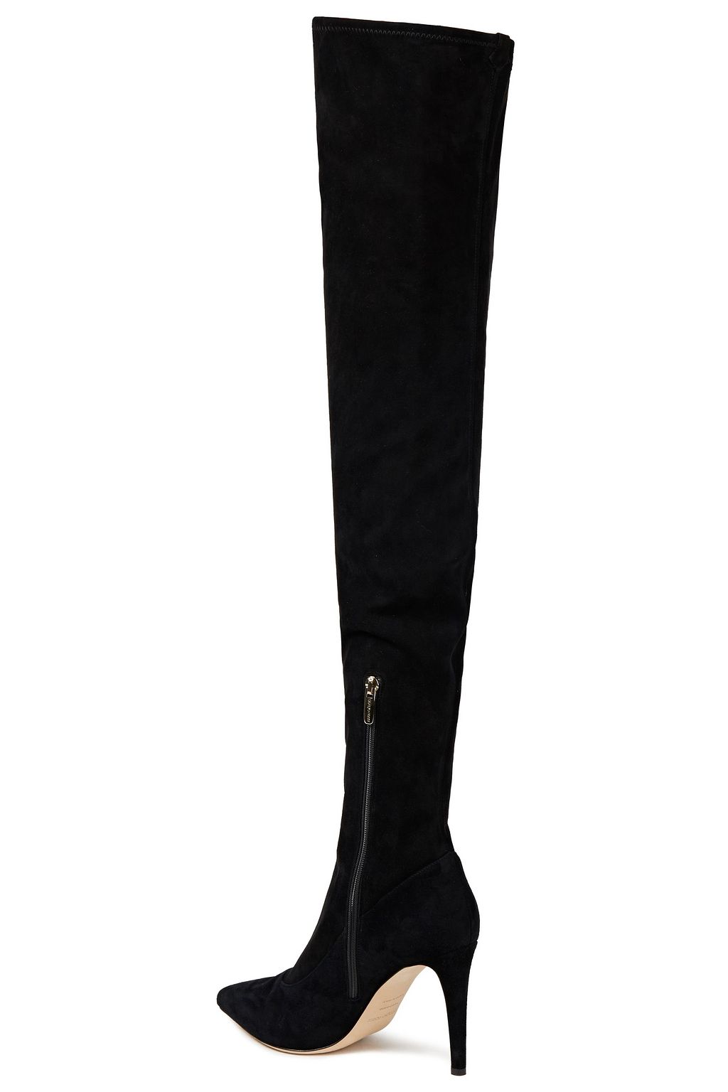 black stretch suede over the knee boots