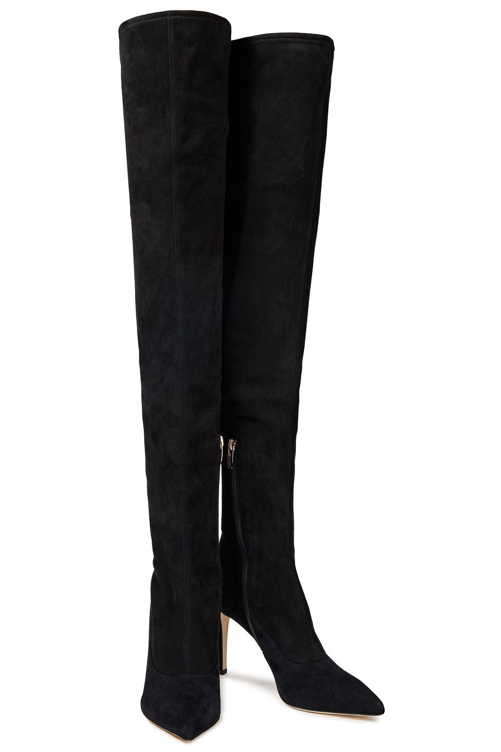 black stretch suede over the knee boots