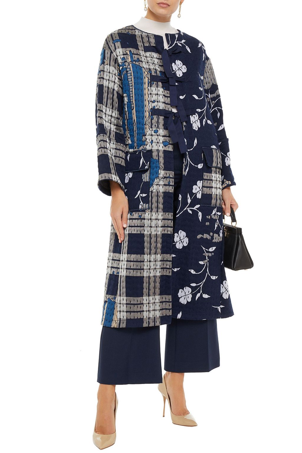OSCAR DE LA RENTA Patchwork-effect jacquard coat