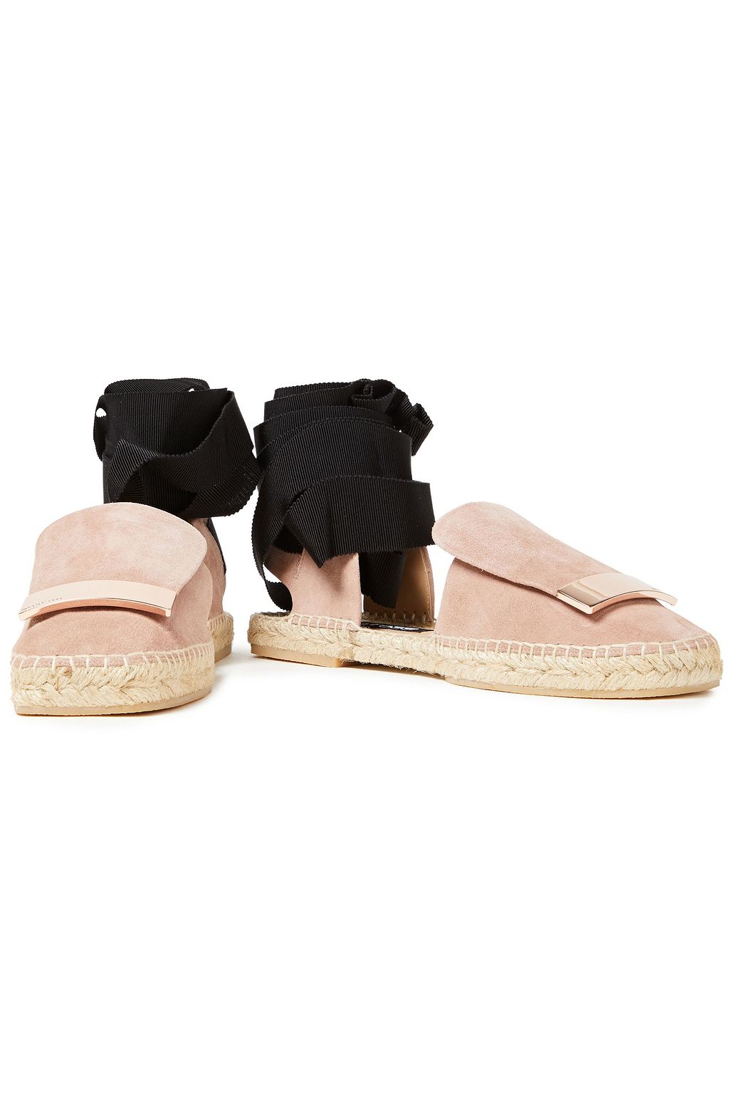 SERGIO ROSSI Embellished suede espadrilles