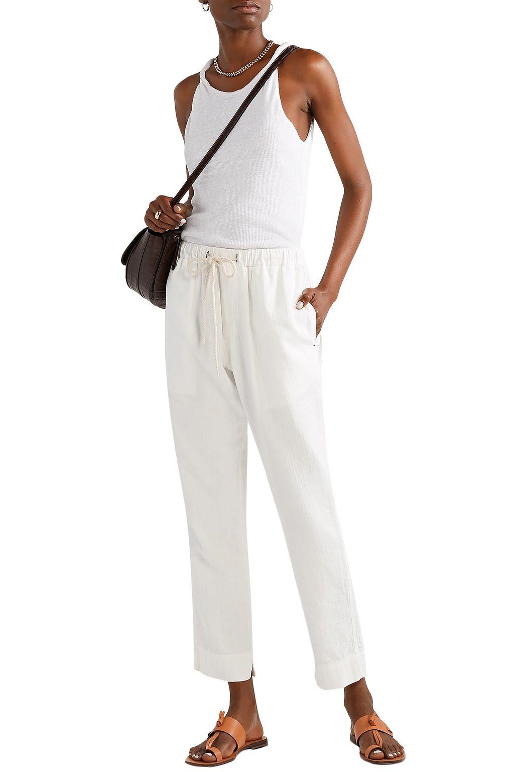 BASSIKE Herringbone cotton straight-leg pants