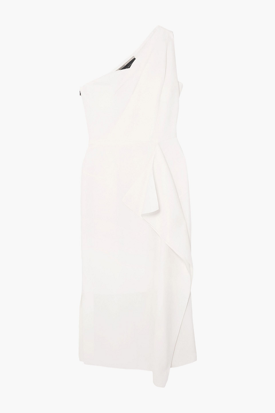 Roland Mouret Woman Rivoli One-shoulder Draped Wool-crepe Midi Dress Ivory Size 16