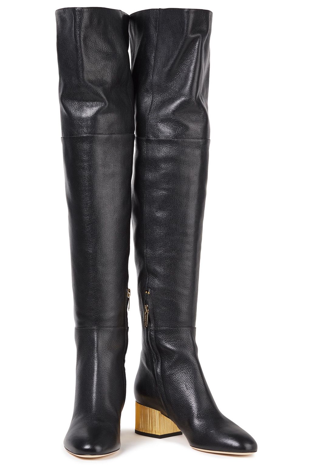 SERGIO ROSSI Pebbled-leather over-the-knee boots