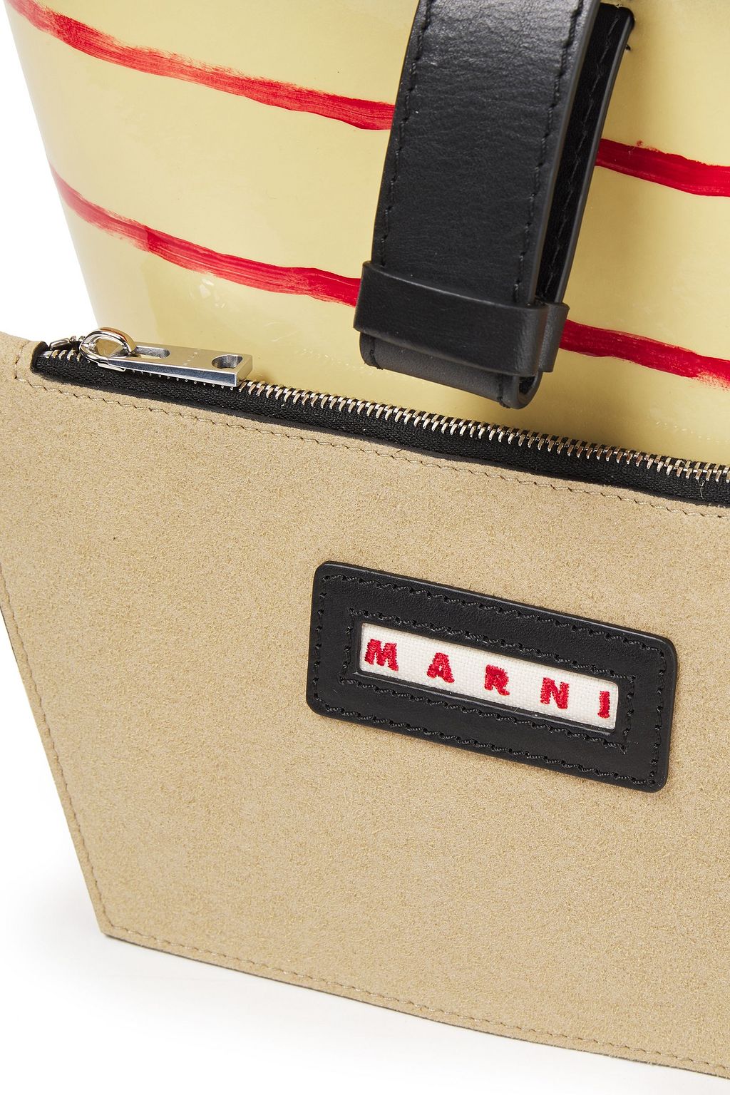 MARNI Printed glossed-leather bucket bag