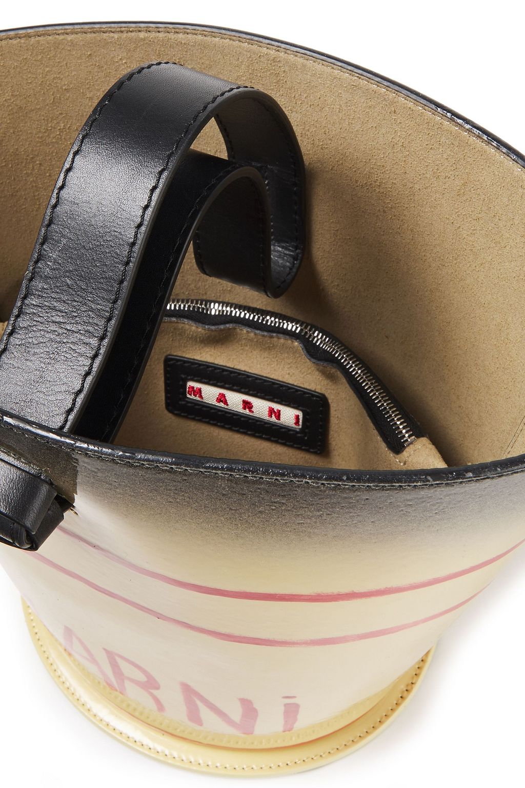 MARNI Printed glossed-leather bucket bag
