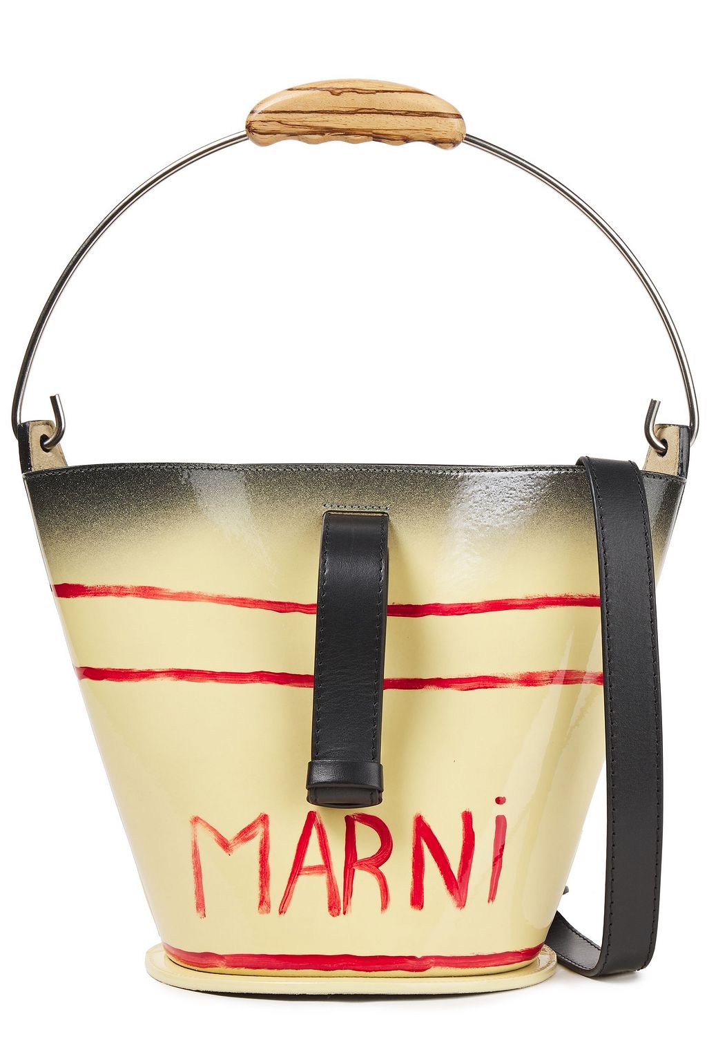 MARNI Printed glossed-leather bucket bag