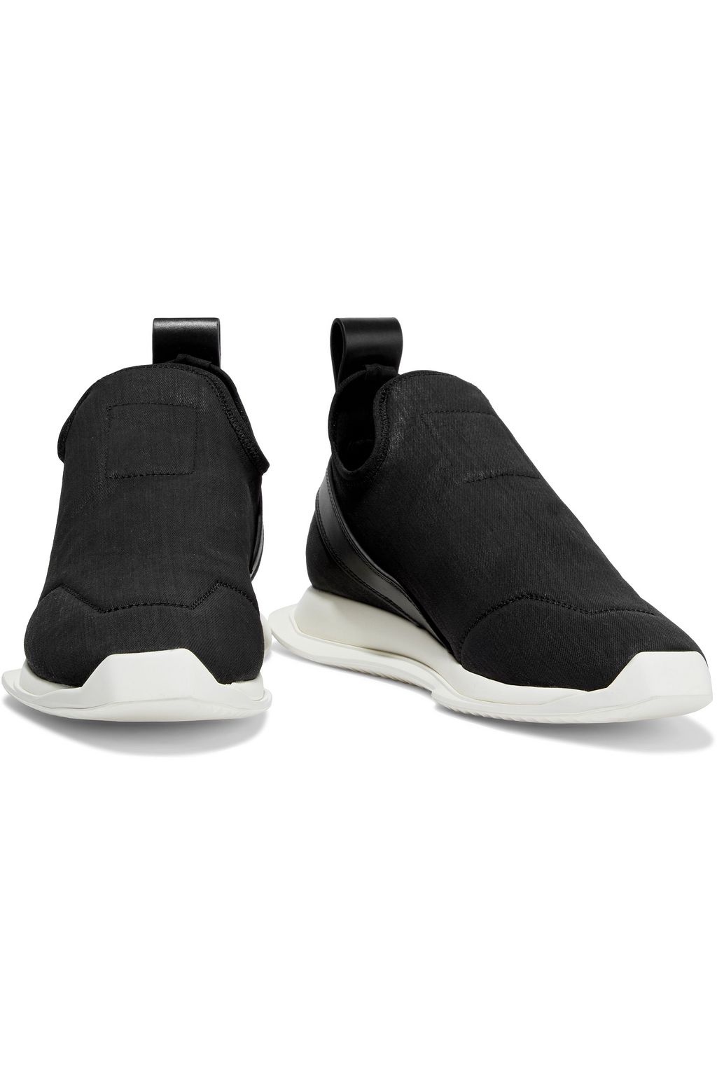 DRKSHDW BY RICK OWENS Neo Runner leather-trimmed coated-denim slip-on sneakers