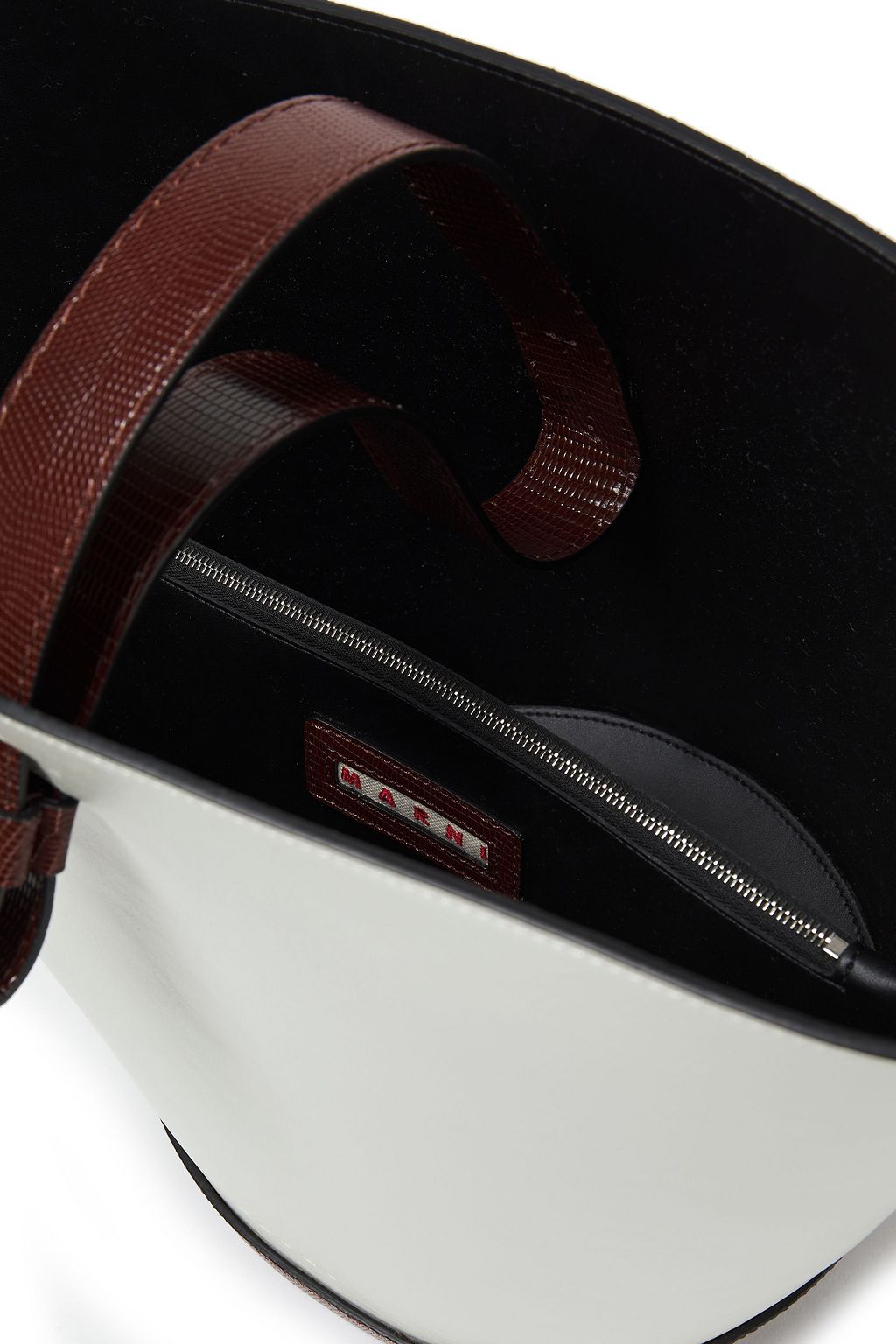 MARNI Two-tone smooth and lizard-effect leather bucket bag