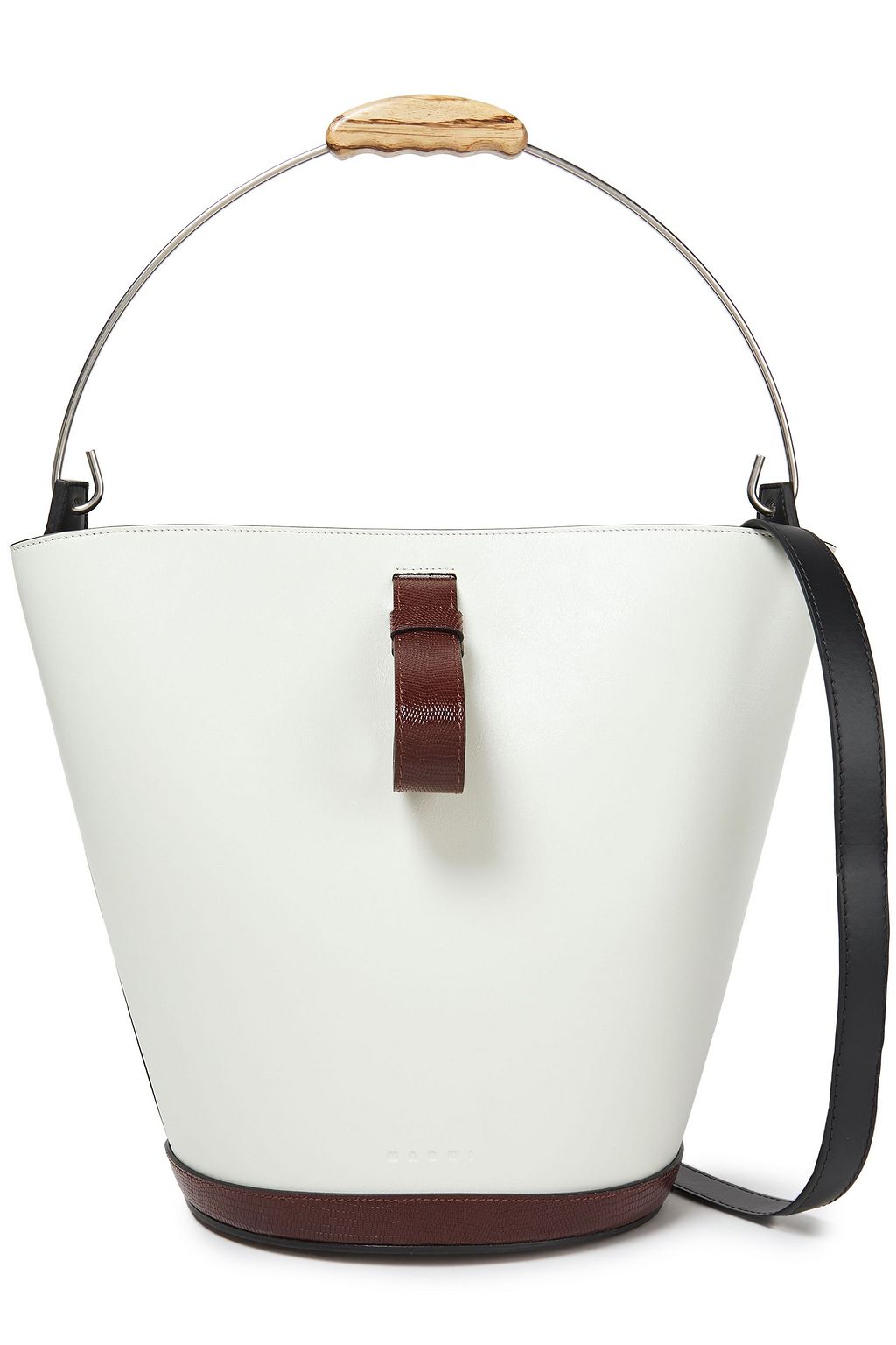 MARNI Two-tone smooth and lizard-effect leather bucket bag