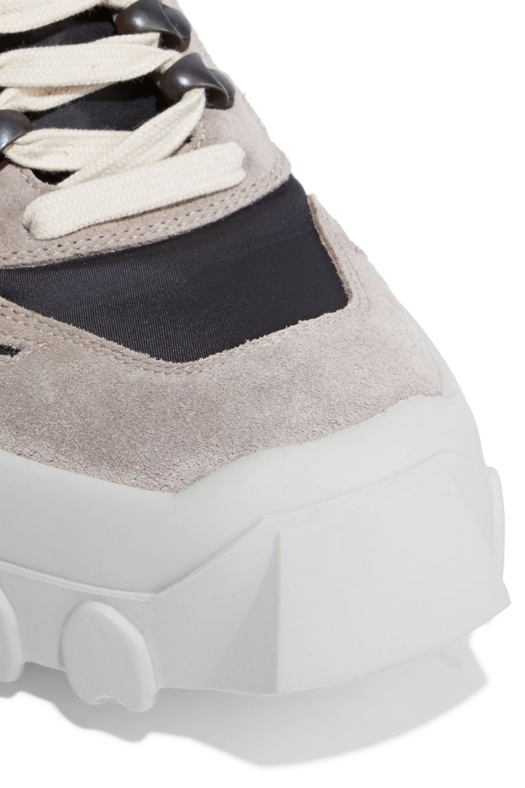 RICK OWENS Tractor leather, suede and shell sneakers