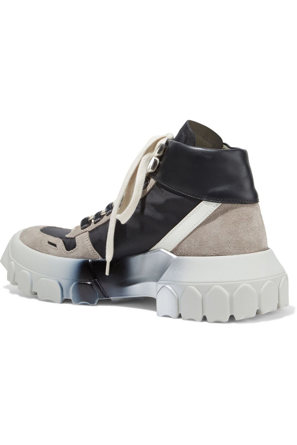 RICK OWENS Tractor leather, suede and shell sneakers
