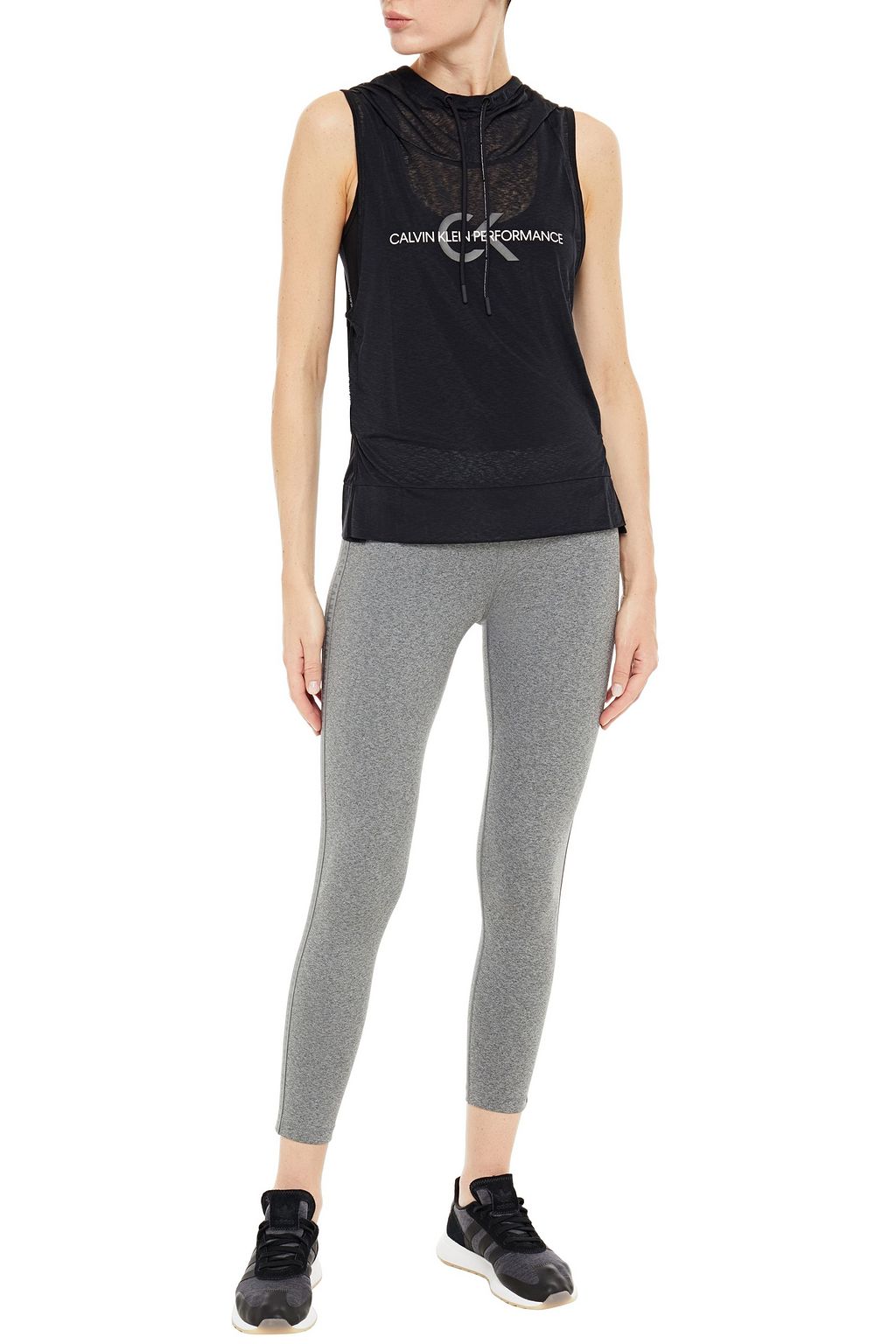 CALVIN KLEIN PERFORMANCE Printed jersey hooded top