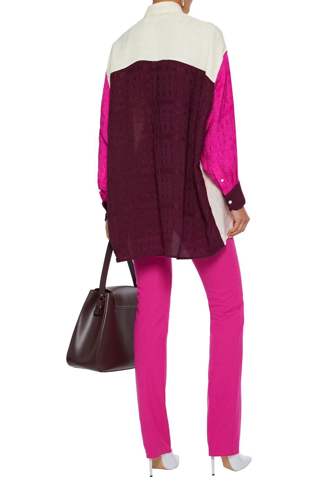 VICTORIA BECKHAM Oversized color-block cloqué shirt